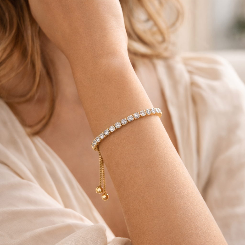 Maes-Jolie | Tennis Bracelet | 3mm Cubic Zirconia | Adjustable Sparkling Gift