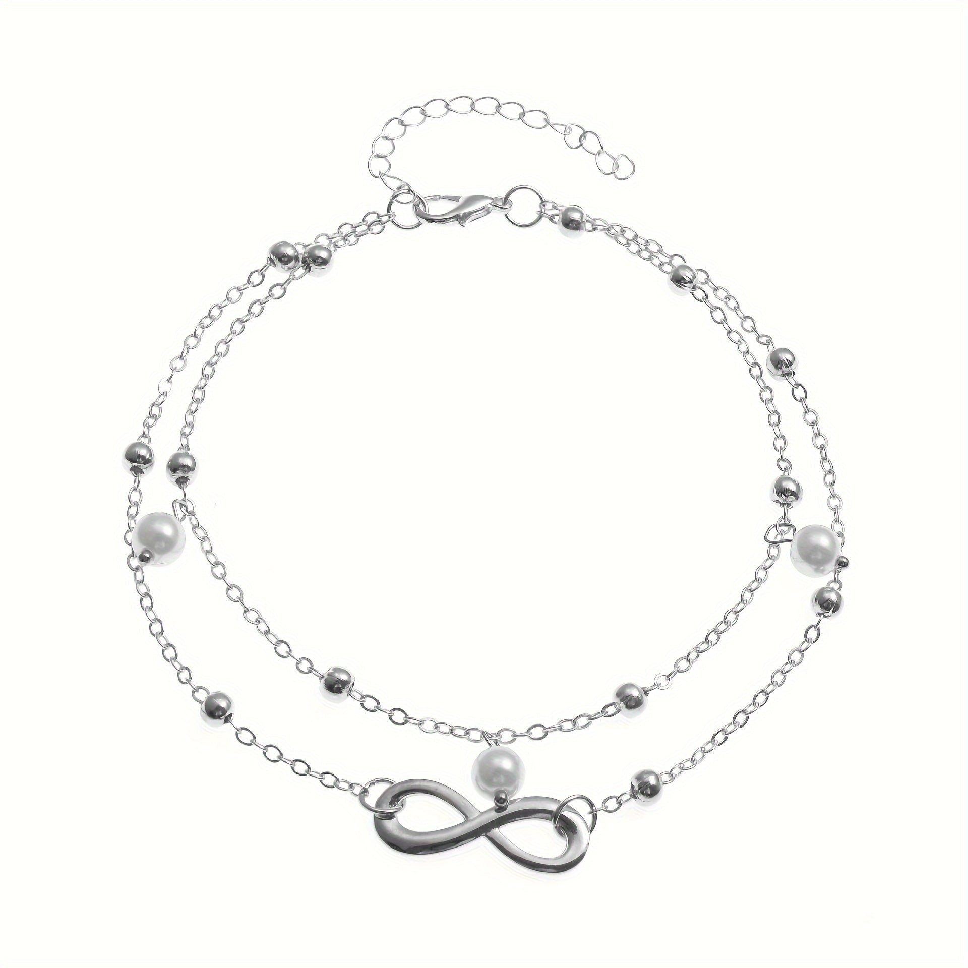 Maes‑Jolie | Anklet | Beaded Figure 8 | Imitation Chain Anklet