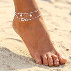 Maes‑Jolie | Anklet | Beaded Figure 8 | Imitation Chain Anklet