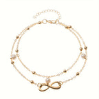 Maes‑Jolie | Anklet | Beaded Figure 8 | Imitation Chain Anklet