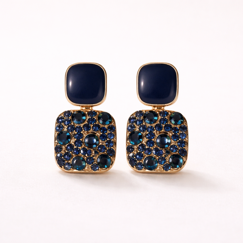 Maes-Jolie | Drop Earrings | Sparkling Square Glass | Japanese Korean Style