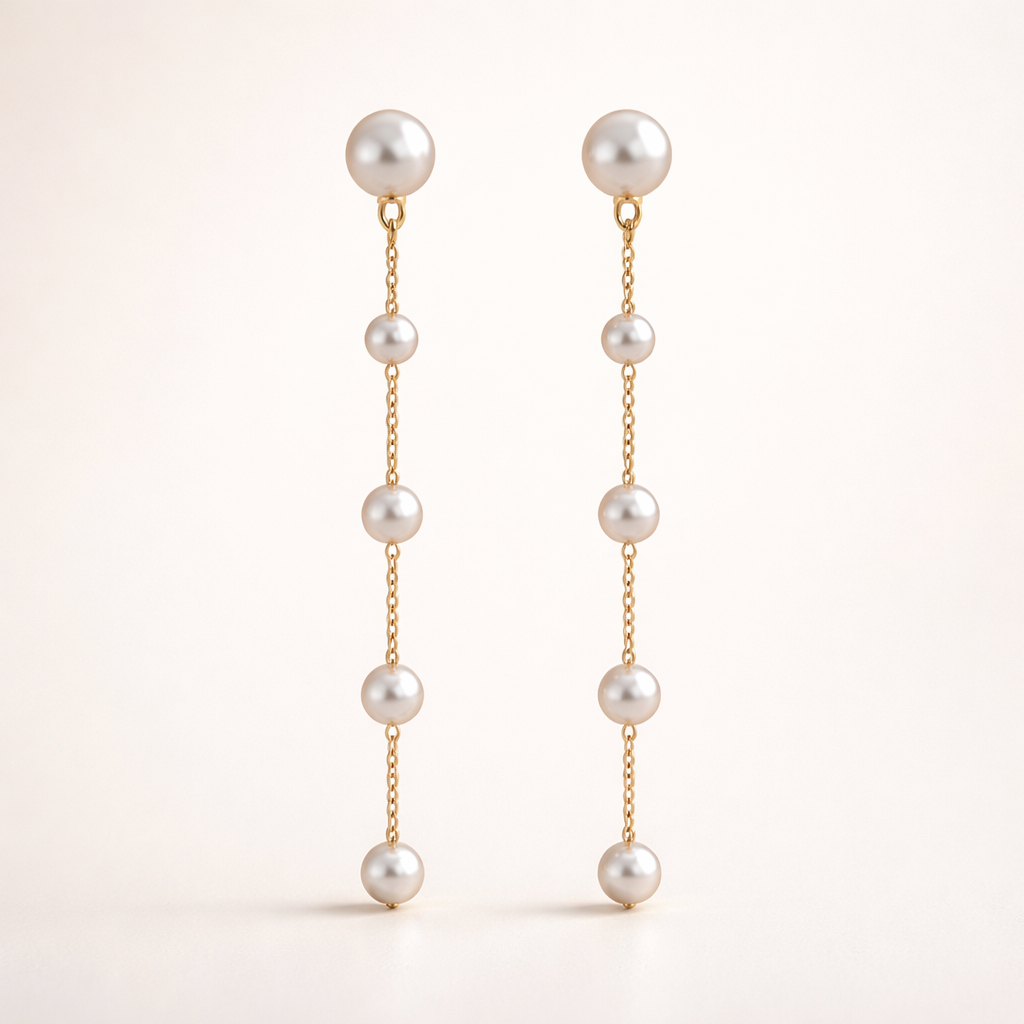 Maes-Jolie | Drop Earrings | Pearl Tassel | Elegant Bridal Earrings