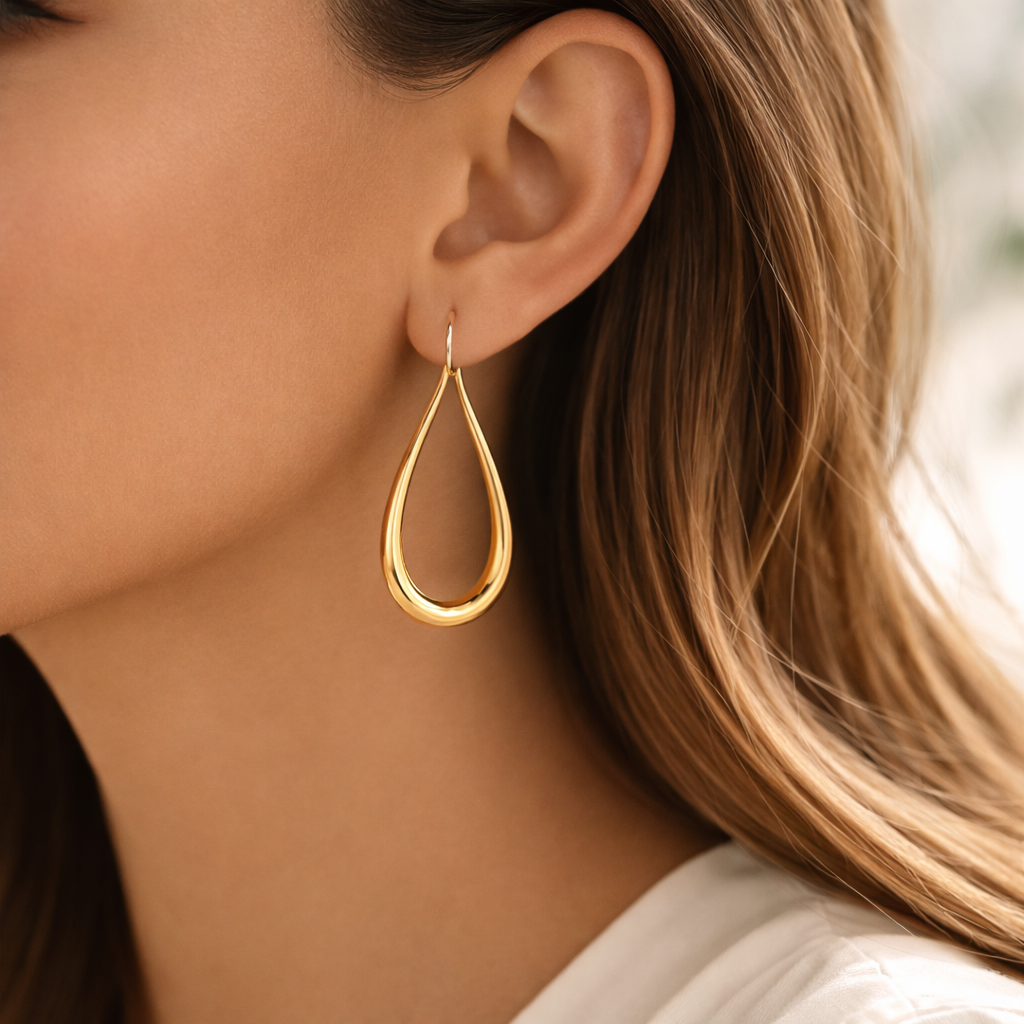 Maes-Jolie | Hoop Earrings | Elegant Water Drop | Chic Vintage Earrings
