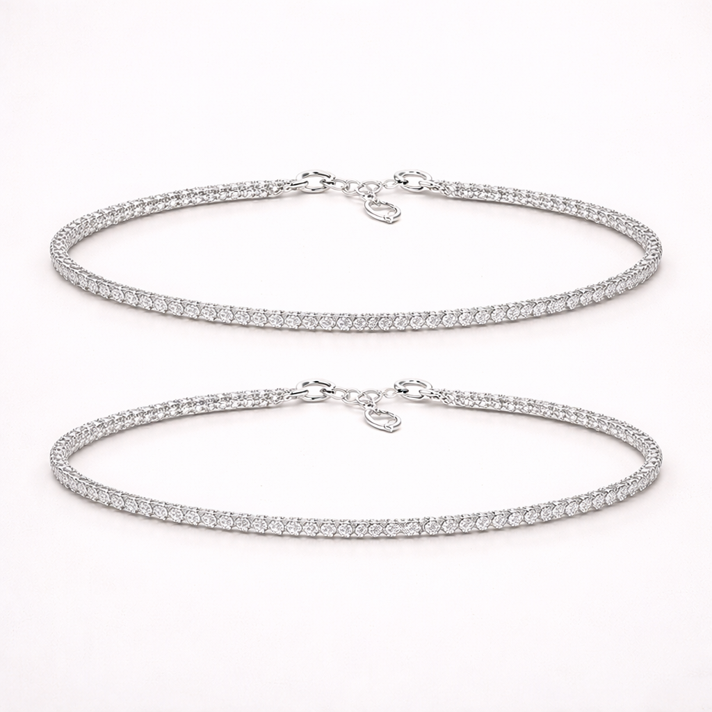Maes‑Jolie | Anklet Set | Sparkling Simple Duo | Holiday Casual Anklets