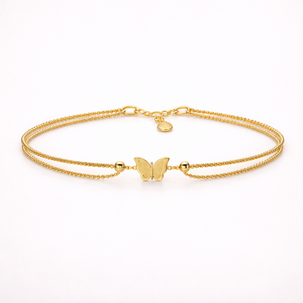 Maes‑Jolie | Anklet | Matte Butterfly Chain | Hypoallergenic Steel Anklet