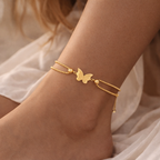 Maes‑Jolie | Anklet | Matte Butterfly Chain | Hypoallergenic Steel Anklet