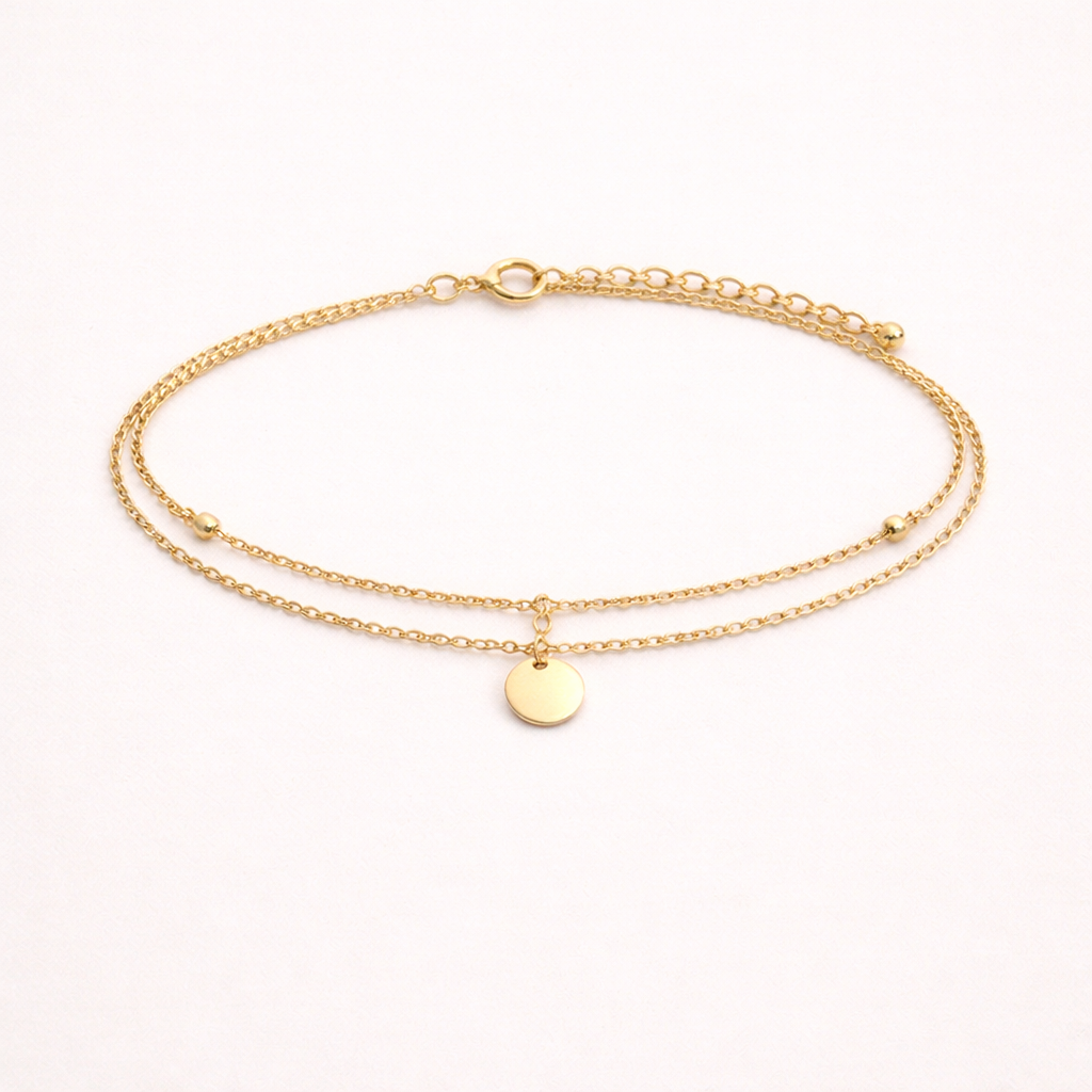 Maes‑Jolie | Anklet | Round Pendant Layered | Elegant Women’s Anklet