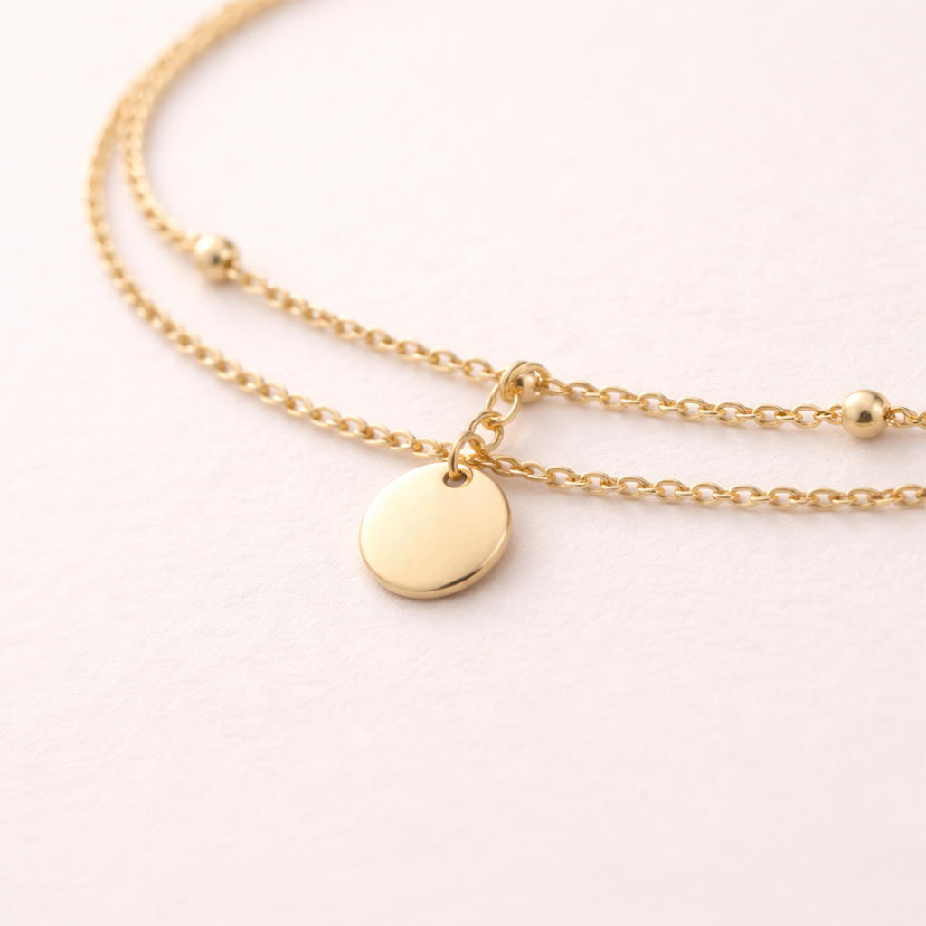 Maes‑Jolie | Anklet | Round Pendant Layered | Elegant Women’s Anklet