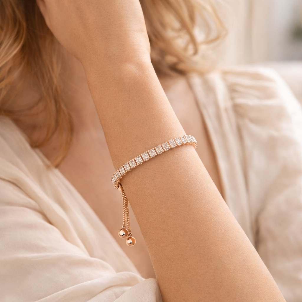 Maes-Jolie | Tennis Bracelet | Elegant Zirconia Stretch | Everyday Classic Gift