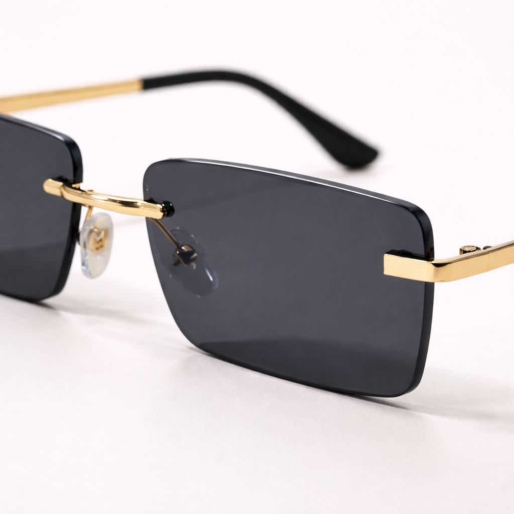 Maes-Jolie | Rimless Sunglasses | Rectangular Minimalist Frame | Lightweight Women's Eyewear