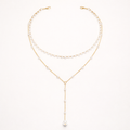 Maes-Jolie | Necklace | Layered Pearl Tassel | Vintage Adjustable Pendant