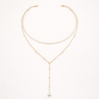 Maes-Jolie | Necklace | Layered Pearl Tassel | Vintage Adjustable Pendant
