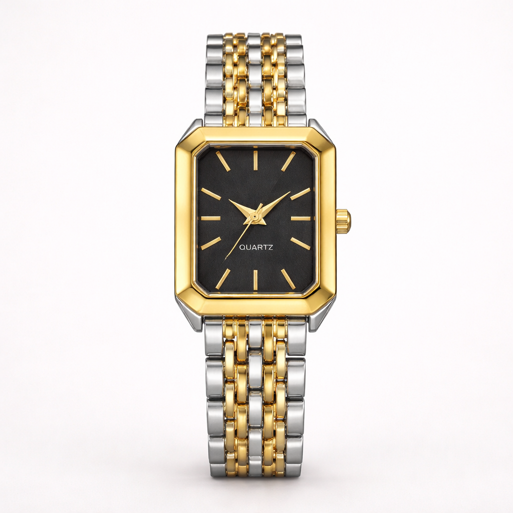 Maes‑Jolie | Wrist Watch | Square Dial Steel Band | Chic Casual Timepiece